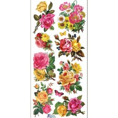 Violette Stickers – Roses – 1 Yellow & Pink Flowers Sticker Sheet – Scrapbooking