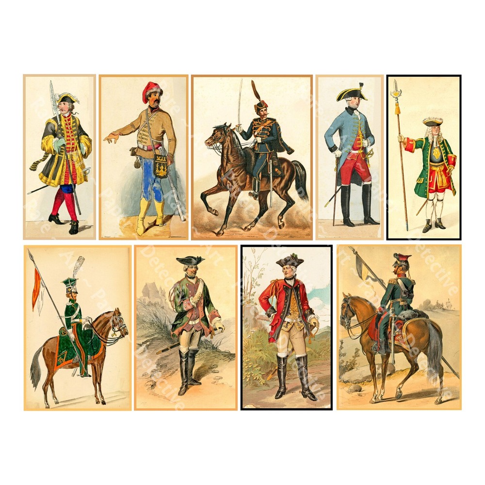 Military Uniform Illustrations, Military Art, CUT & PEEL STICKER SHEET