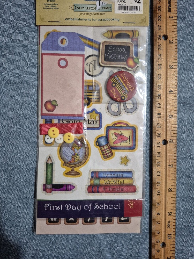 90 Piece Once Upon A Time Embellishments Back To School