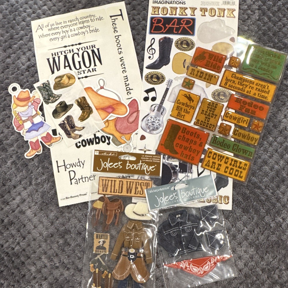 Jolee’s Boutique Dimensional Scrapbooking Stickers Lot, Cowboy & Country Music