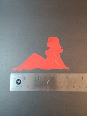 Vintage Stickers MUD FLAP GIRL Glossy Foil Vending Sticker VTG PVI Red 01