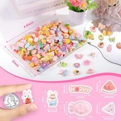 Zefy 120pcs Cute Slime Charms, No Repeating Jelly Resin Small, Multicolor