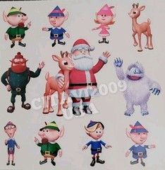 VINTAGE STICKERS RUDOLPH THE RED NOSED REINDEER SANTA ELF YETI RARE PAPER HOUSE.