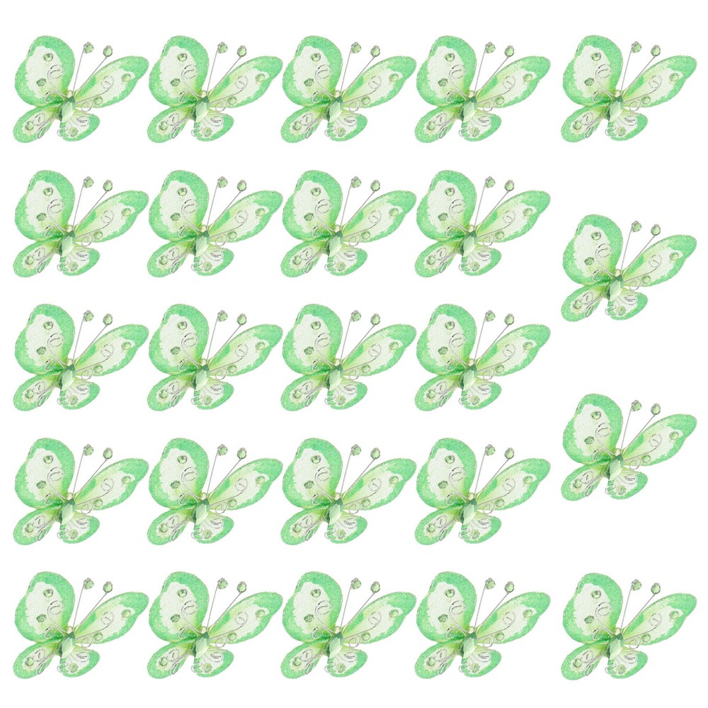 24Pcs Butterflies for Crafts, 2.2″ Organza Butterflies, Light Green
