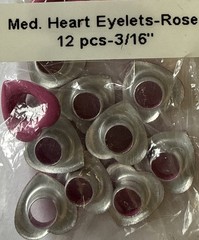 MEDIUM ROSE PINK HEART￼ EYELET(12pcs)3/16” Card Making•Scrapbooking