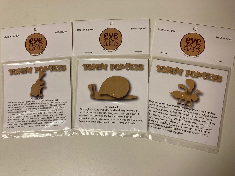 Eyeconnect Crafts Totem Poppet, Snail, Bee & Rabbit 3 Items