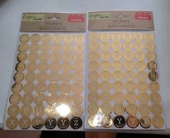 New Crafter’s Square Stickers Alphabet or Letters Gold Foil Circle Shaped