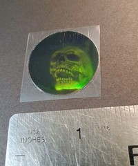 Vintage Stickers 3D Holographic Skull Halloween Sticker Polaroid VERY RARE HTF