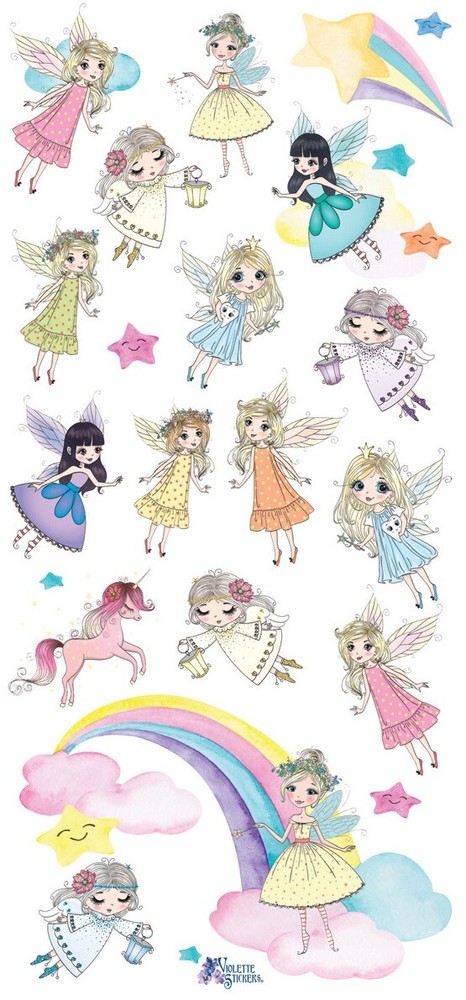 VIOLETTE STICKER – FOIL FAIRIES – 8″ x 3 3/4″ (20cm x 9.5cm)
