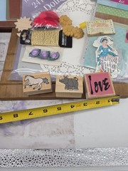Mixed Scrapbooking Junk Journal Shadow Box Lot 5- Cardstock, Stamps, Ephemera