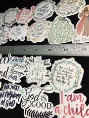 LOT of 10 Religious Inspirational Bible Stickers God Faith Scripture Jesus Verse