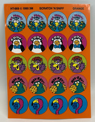 Vintage Stickers Scratch N Sniff Orange 3M 1990 HT-869 Bird Peacock Owl Penguin