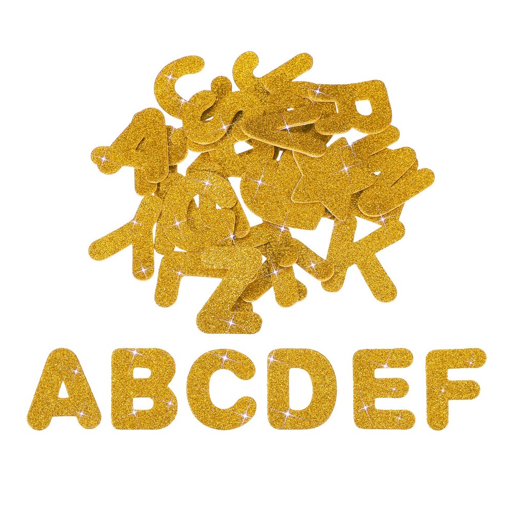 Alphabet Foam Stickers, 104Pcs Letters A-Z EVA Self Adhesive Glitters, Golden