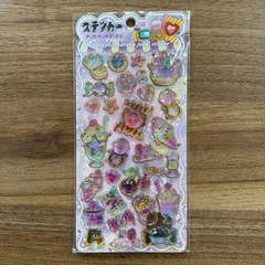 4Pcs Cute 3D Sparkle Gem Stickers Sweet Dessert Castle Epoxy Stickers for Scrapb