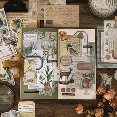 Esweny 260PCS Vintage Journaling Scrapbooking Supplies Scrapbook Sticker Paper E