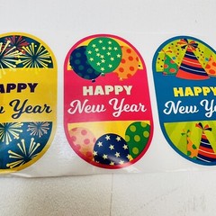500 Happy New Year Stickers Roll Gift Tags Envelope Seal 2.5 X 1.5 Inch