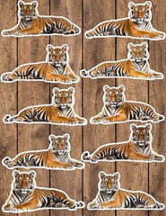 Lying Tiger Die Cut Vinyl Stickers Set Scrapbooking Laptop Waterbottle