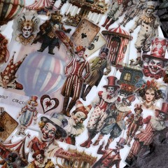 58Pcs/Pack Vintage Circus Sticker Sulfuric Acid Paper Sticker Scrapbook Stickers