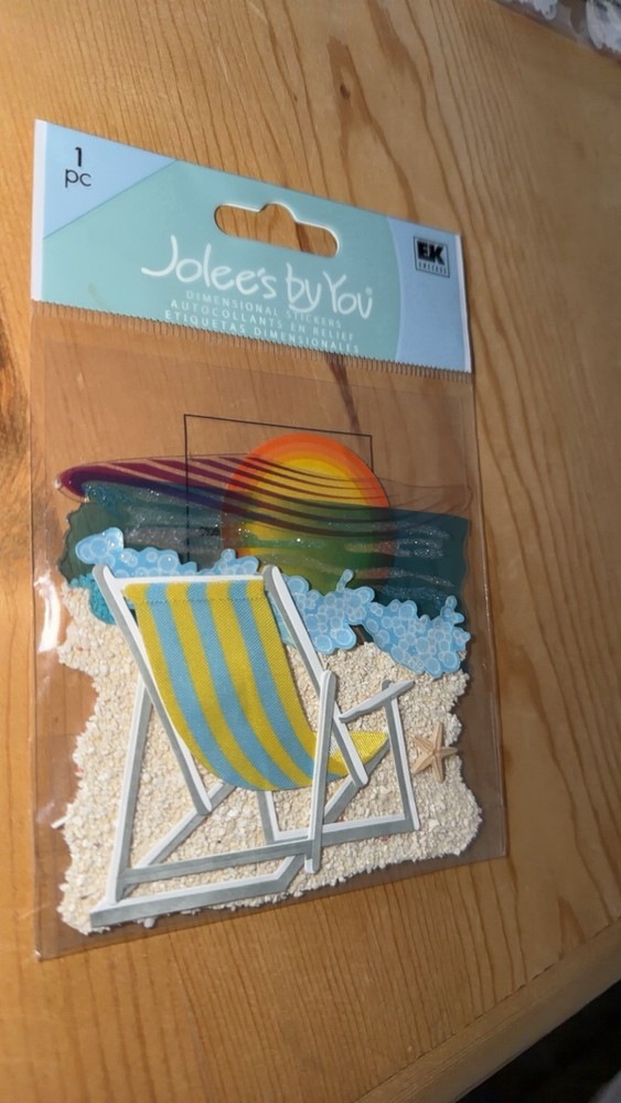 VERY RARE Jolee’s Sunset Beach Ocean Waves Chair Sand Scrapbooking Sticker