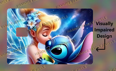 Tinker Bell and Stitch Fan Art Credit Card Decal Visually Impaired Design