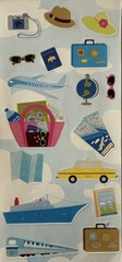 TRAVEL TIME Stickers(17pc) Airplane•Cruise•Taxi•Train•Vacation•Tickets•Vacation•