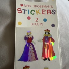 Mrs Grossman Vintage 2×6″ Sticker Sheet sparkle kings & queens sealed NIP