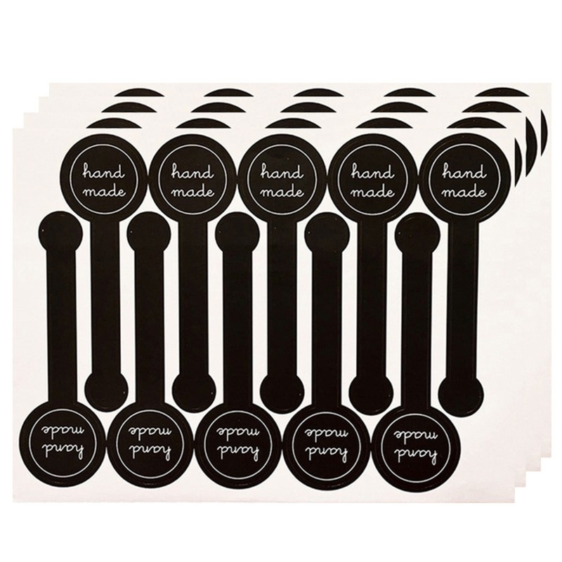 Handmade Stickers 100 Pcs/pack Black Long Strip Self Adhesive Decal Tag