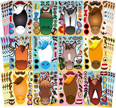 48 Sheets Make Your Own Horse Stickers for Kids Toddles, Make a Horse Face Stick
