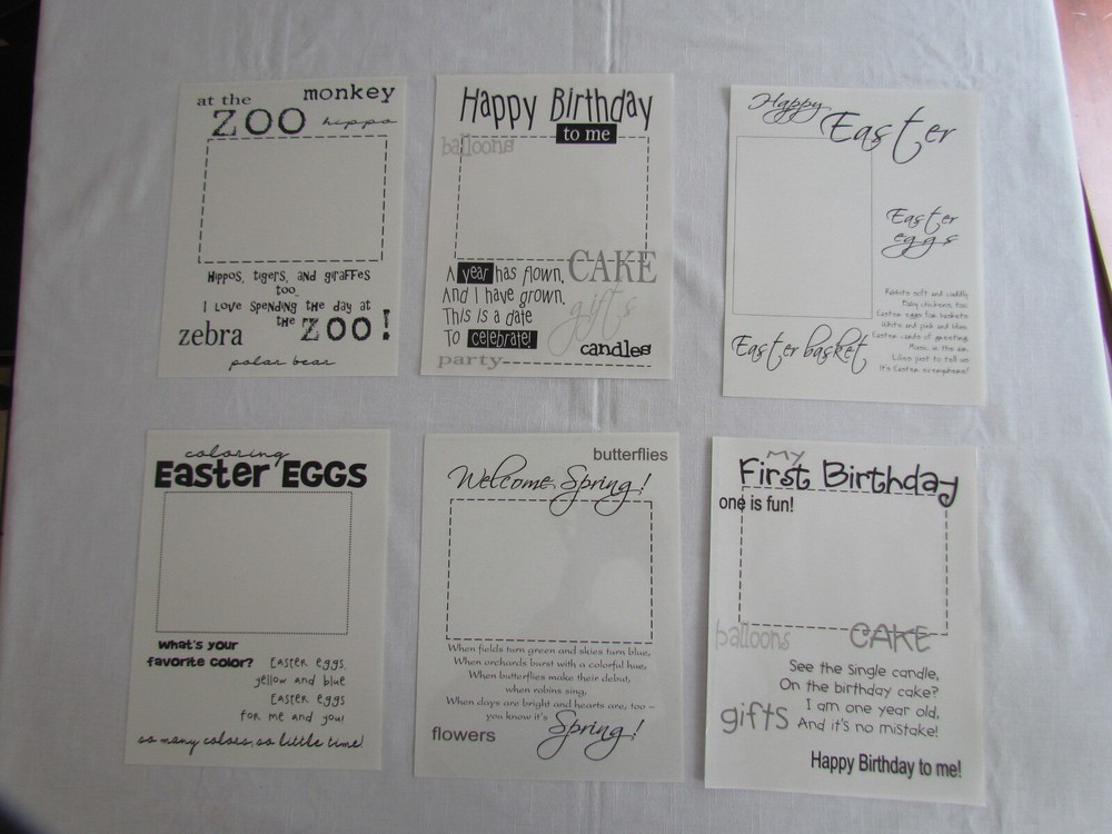 Scrapbooking Transparency Overlay 6pc Easter Spring ZOO Happy Birthday LOT G