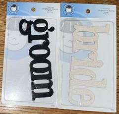 RARE Lot Of 2 Lil Davis Designs Chipboard Brides & Groom Titles Wedding Glittery