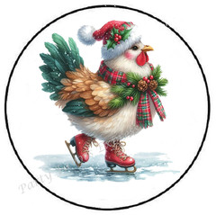 CHRISTMAS CHICKEN ICE SKATING ENVELOPE SEALS LABELS STICKERS PARTY FAVORS
