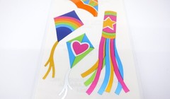 NEW Vintage Hambly Studios “Colorful Flying Kites” Mylar 8 Stickers 1 Sheet