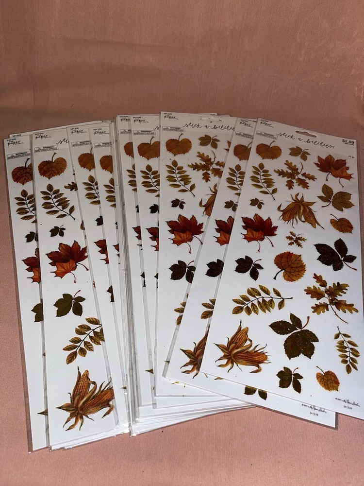 The Paper Studio Fall Leaves18 packs Foiled StickersMulticolor 21pcMPN 341339