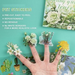 Flower Sticker Material Junk Journal Green V1M33442