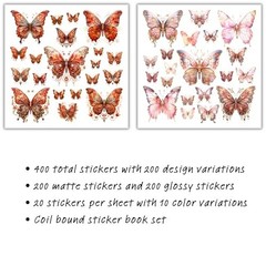 400 Pcs Floral Butterfly Scrapbook Stickers Set for Journaling, Planner & Crafts