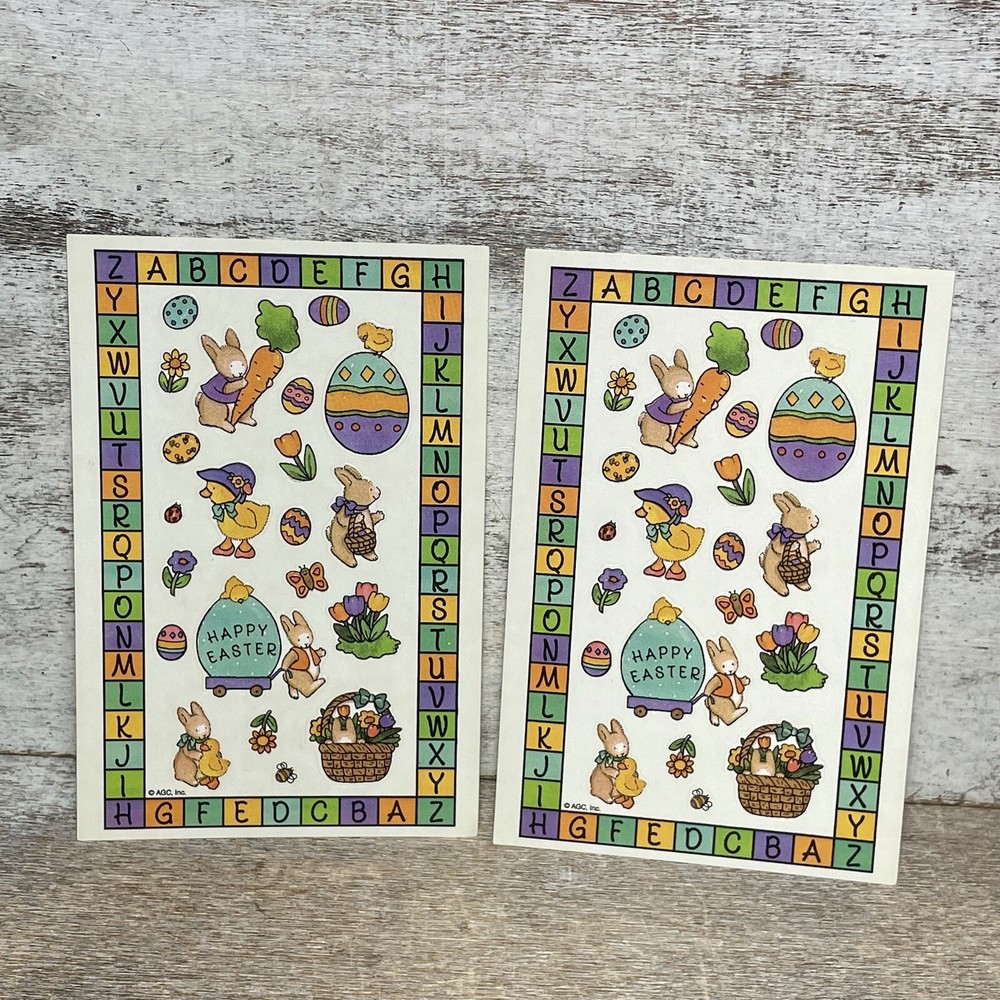 Lot of 2 Vintage AGC, INC Easter Spring Holiday Stickers 2 Sheet 42 Counts Total
