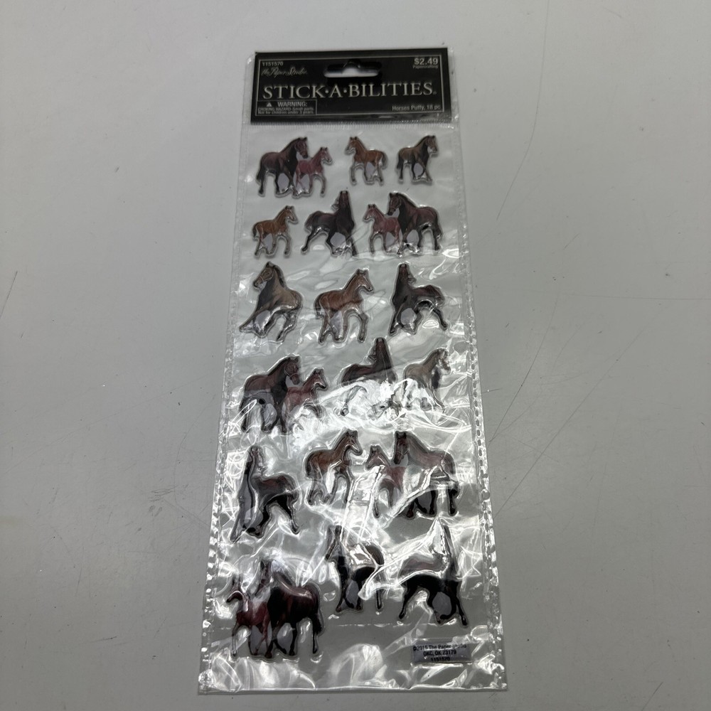 Stick A Bilities Horse Stickers New Puffy 18 Pieces