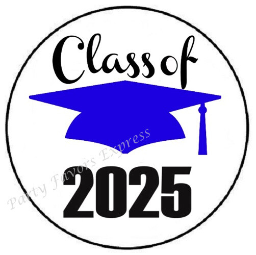 CLASS OF 2025 BLUE GRADUATION ENVELOPE SEALS LABELS STICKERS