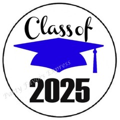 CLASS OF 2025 BLUE GRADUATION ENVELOPE SEALS LABELS STICKERS