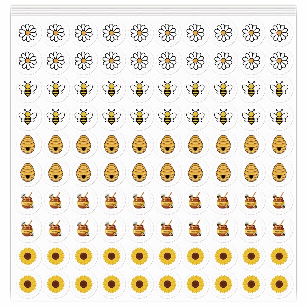 PRESSINART 500Pcs Mini Bee Stickers Bulk Mini Planner Sticker 0.5 Inch Bee Ho…