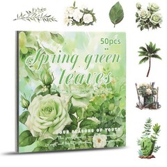 Flower Sticker Material Junk Journal Green V1M33442