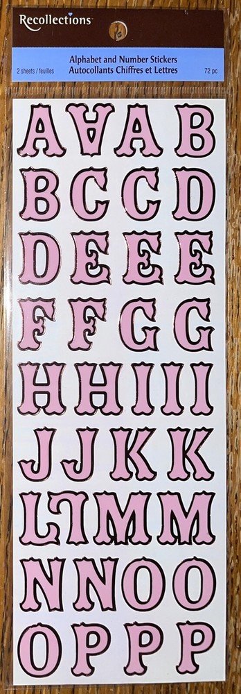 RECOLLECTIONS Pink Upper & Lower Alphabet Alpha Letters Number Scrapbook Sticker