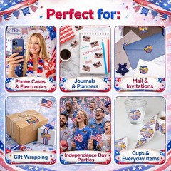 500 PCS 1.89″ Patriotic 250th Independence Anniversary Stickers Roll Round Ameri