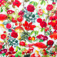 100 PCS Red Botanical Flower Stickers – Vintage Clear Scrapbooking Stickers for