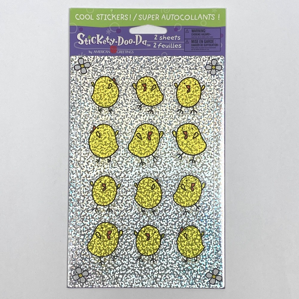 NEW Stickety-Doo-Da Prismatic YELLOW CHICKS American Greetings Stickers 2 Sheets