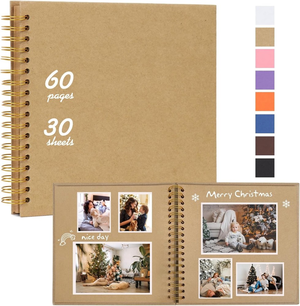 RECUTMS 10×10 DIY Scrapbook Album 60 Pages Hardcover Kraft Paper Photo Memory Bo