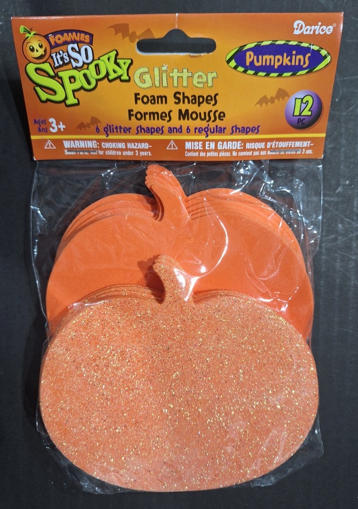 Foamies-It’s So Spooky Glitter Foam Shapes of Pumpkins-12 pieces