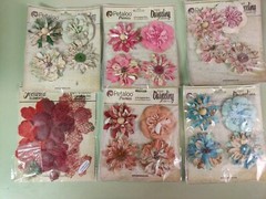 Lot 6 pkg Petaloo Premier Textured Elements Floral Large Flowers over 2″ #40