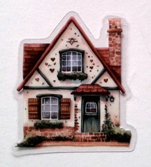 Cottage Style Fairy Tale House Clear Vinyl Decal Sticker Water Resistant Laptop