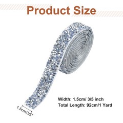 For 3/5 Inch x 1 Yard Crystal Rhinestone Tape Light Blue Silver